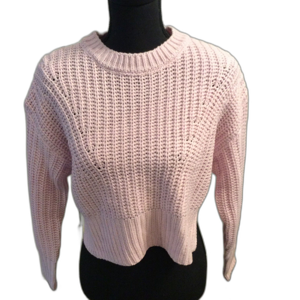 New NWT Jessica Simpson Cropped Knitted Sweater XS Pink